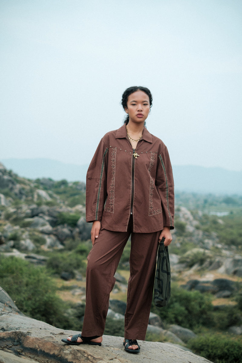 Morracan shirt Crushed Cotton top/shirt by The Terra Tribe in green for women Worldwide