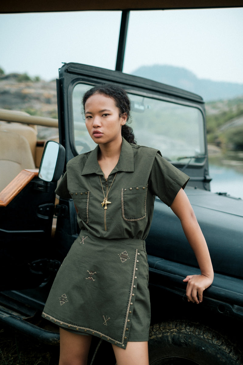 Rover divider shorts Crushed Cotton short by The Terra Tribe in brown for women Worldwide