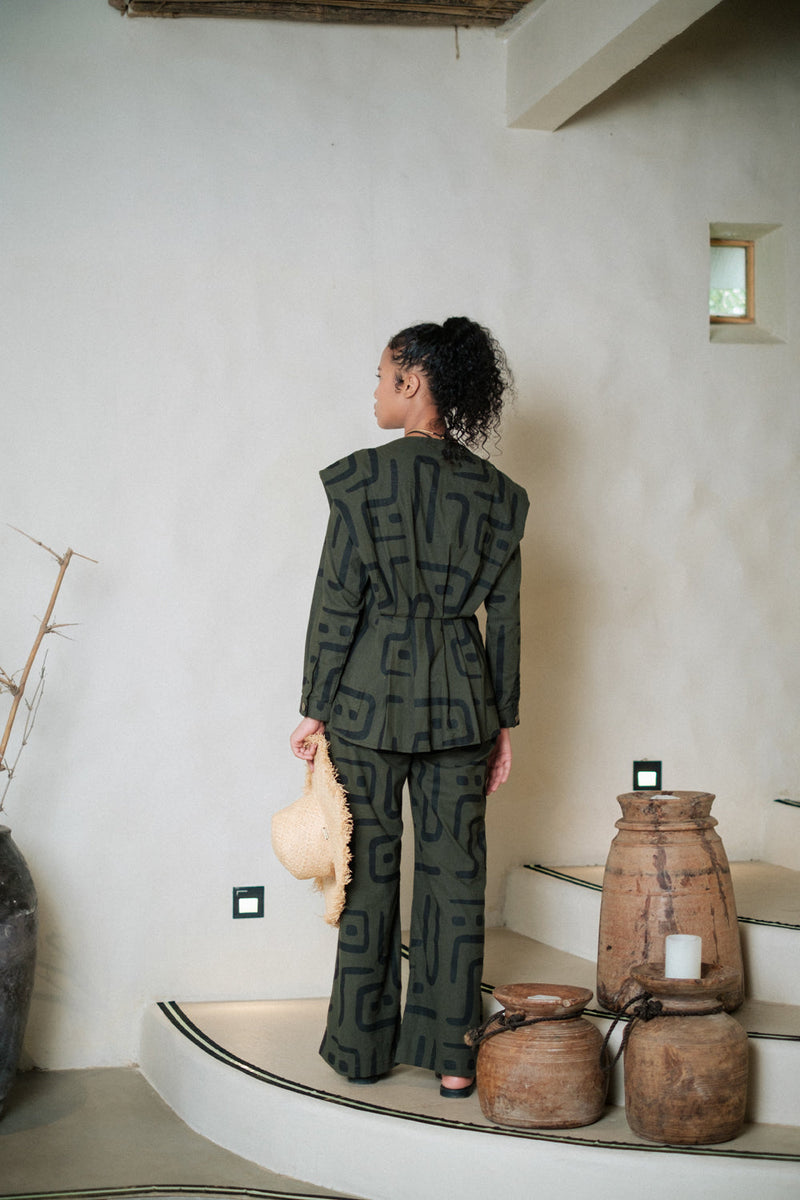 Izu peplum top Crushed Cotton top/shirt by The Terra Tribe in green for women Worldwide