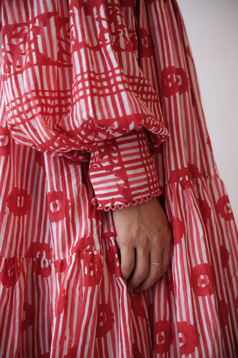 DAISY DRESS cotton by TOKREE in red color for women Worldwide