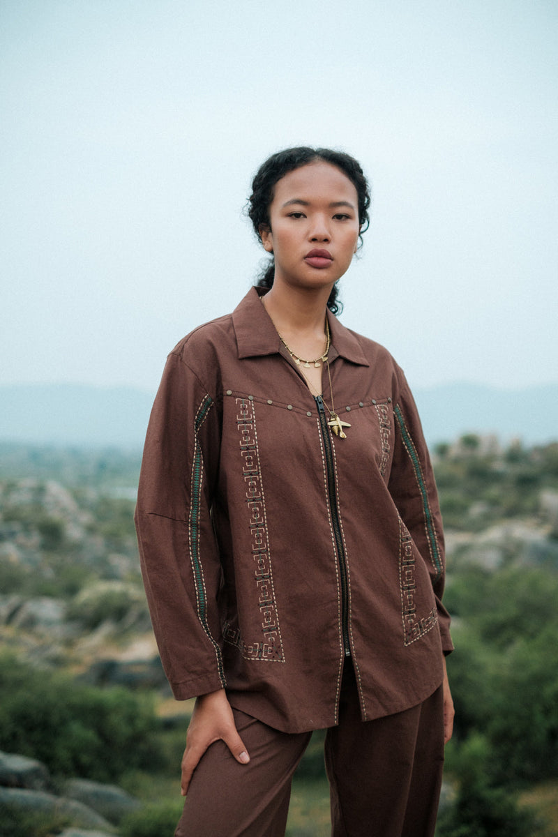 Morracan shirt Crushed Cotton top/shirt by The Terra Tribe in green for women Worldwide