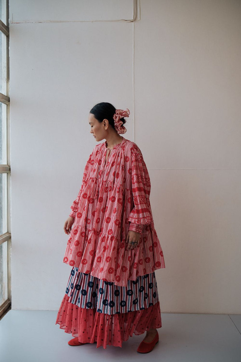 DAISY DRESS cotton by TOKREE in red color for women Worldwide