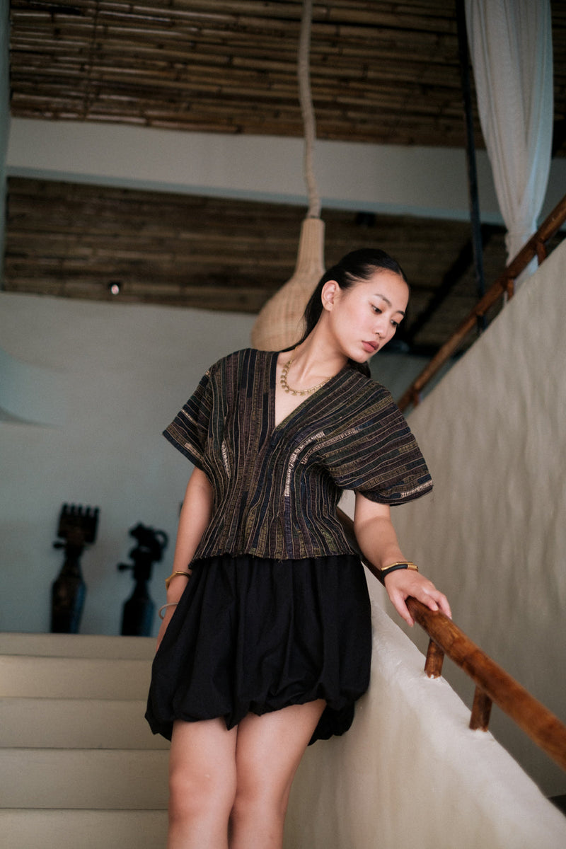 Meknes kimono top paiwand top/shirt by The Terra Tribe in green for women Worldwide