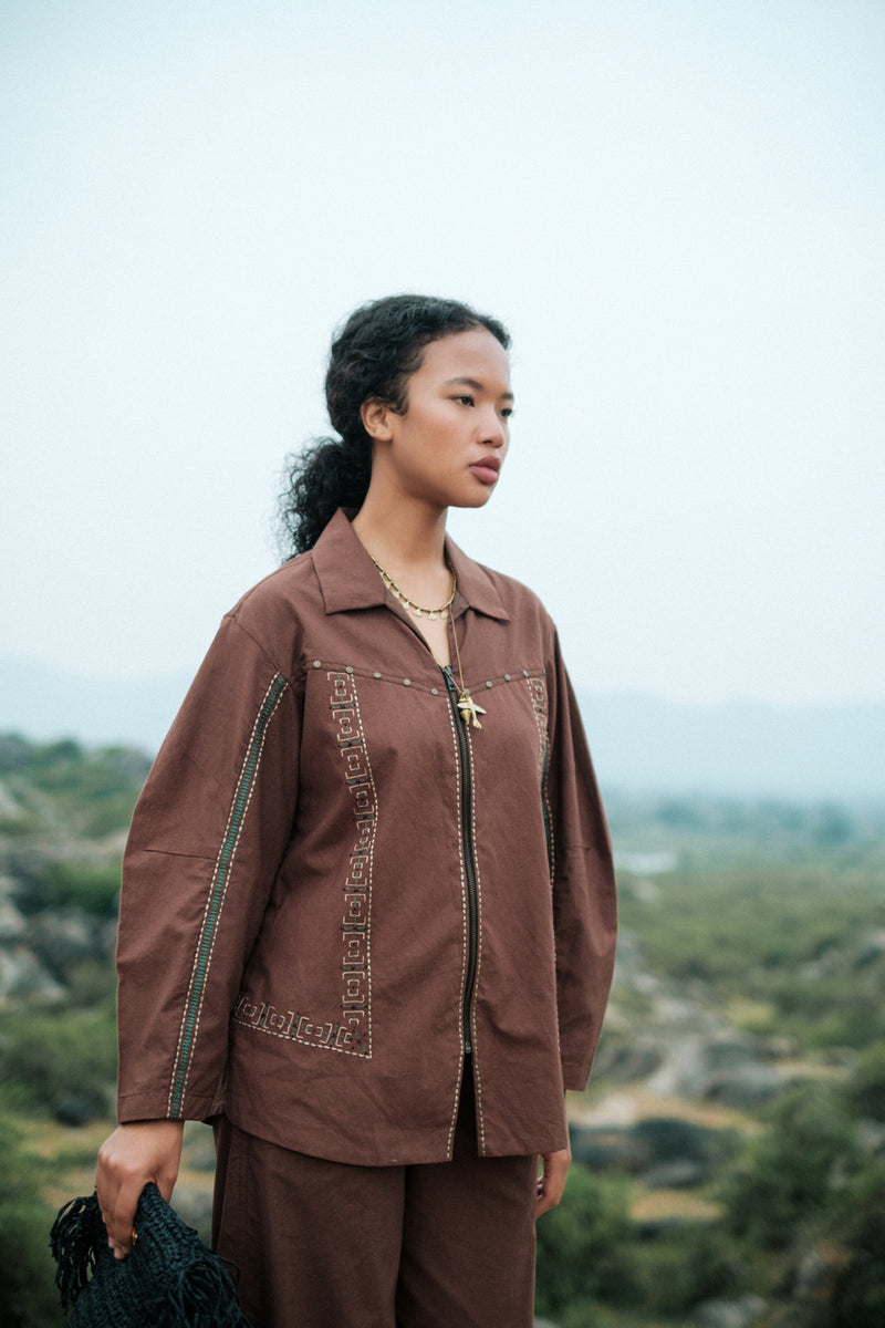 Morracan shirt Crushed Cotton top/shirt by The Terra Tribe in green for women Worldwide