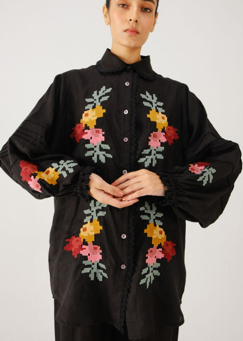 Moira shirt-Black pixel emb. by CORD for women Worldwide