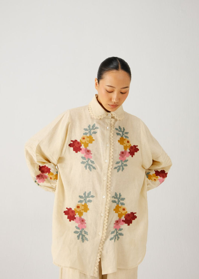 Moira shirt-Ivory pixel emb. by CORD for women Worldwide