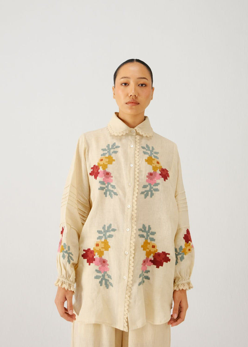 Moira shirt-Ivory pixel emb. by CORD for women Worldwide