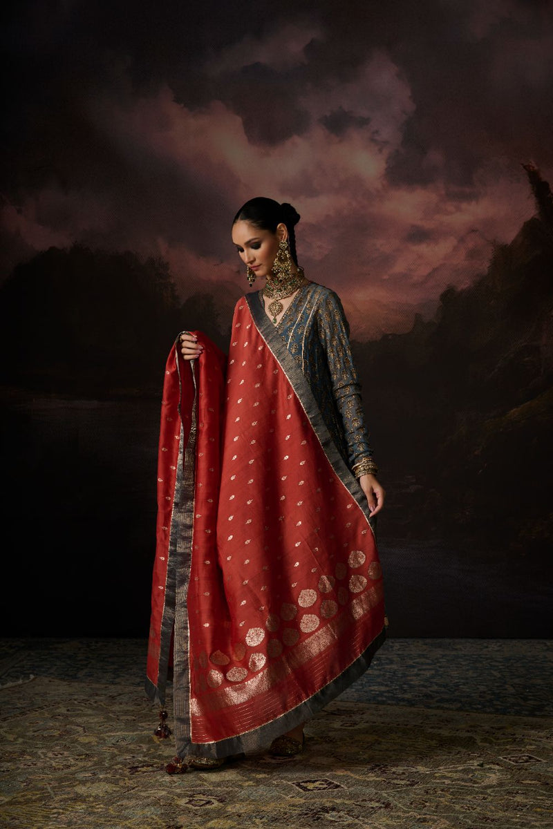 MONA DUPATTA by SWATTI KAPOOR in rust color for women Worldwide