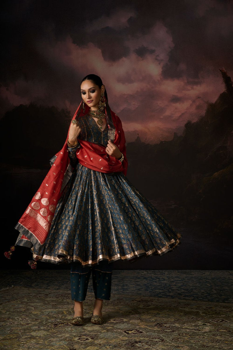 MONA DUPATTA by SWATTI KAPOOR in rust color for women Worldwide