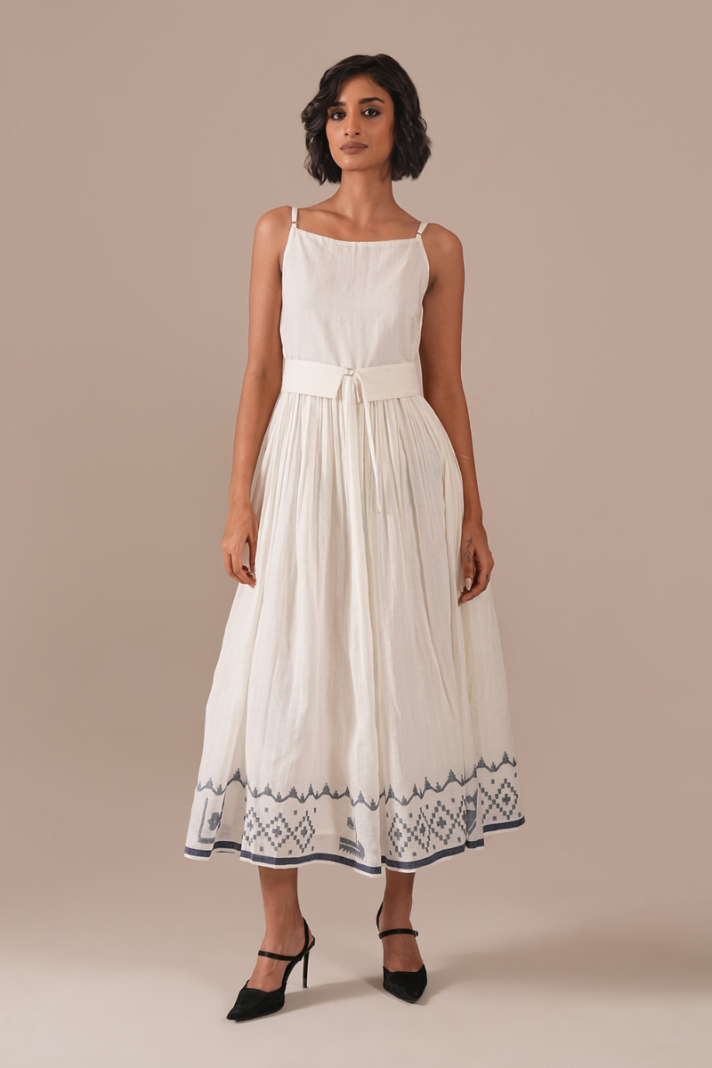 MOON GLOW DRESS 100% cotton by Indigo Dreams in white color for women Worldwide