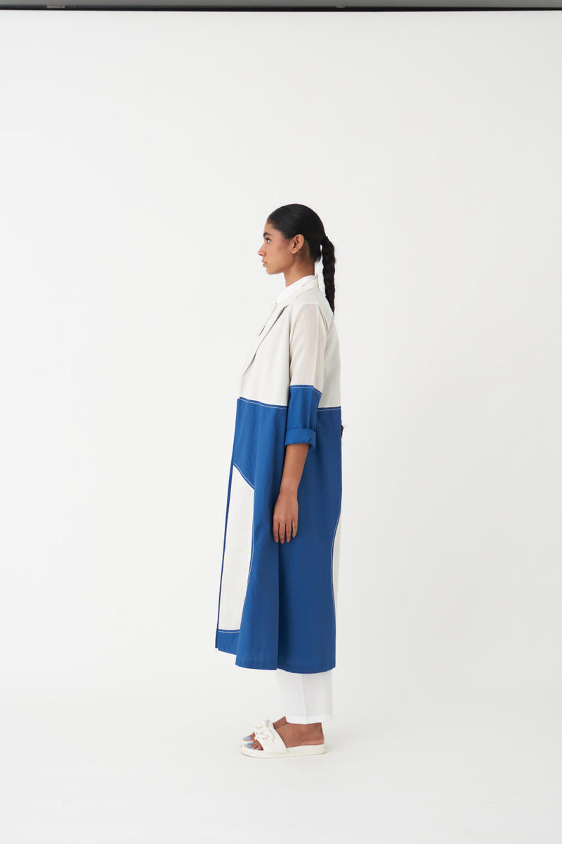 MOON JACKET (SET OF 3) - ELECTRIC BLUE AND IVORY poplin by THREE in blue color for women Worldwide
