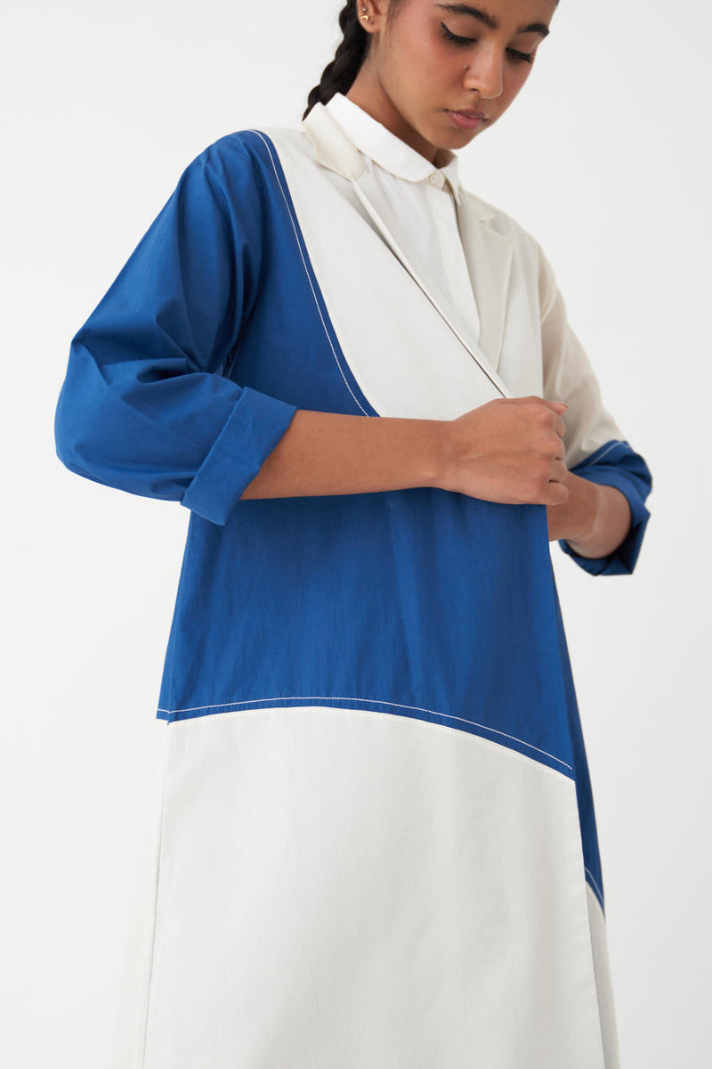 MOON JACKET (SET OF 3) - ELECTRIC BLUE AND IVORY poplin by THREE in blue color for women Worldwide