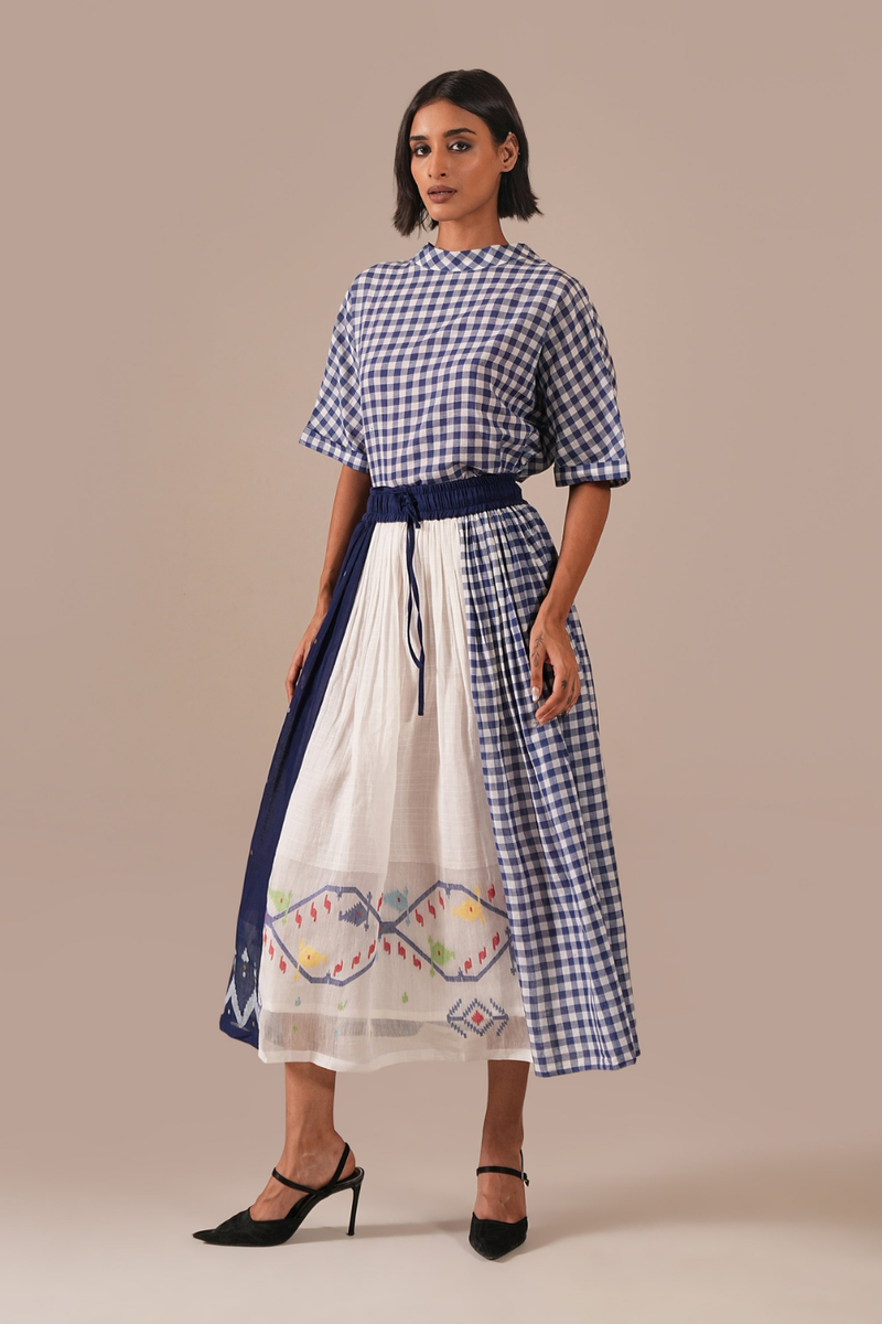MOONLIT WAVE DRESS 100% cotton by Indigo Dreams in blue color for women Worldwide
