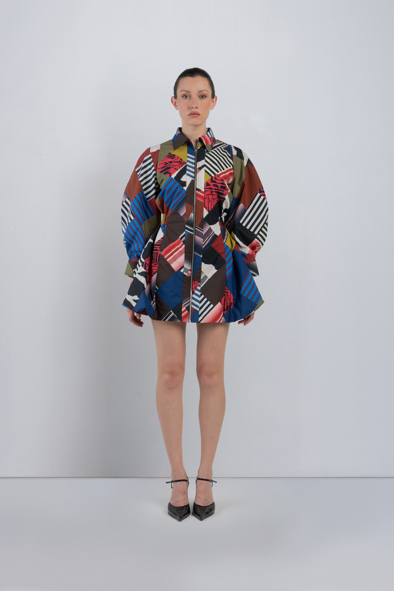 MOSAIC BUBBLE HEM DRESS - Multicolour dress by Leh Studios in multicolour for women Worldwide
