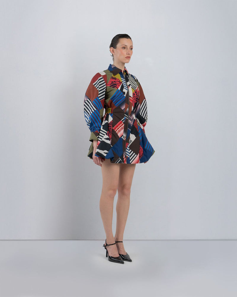 MOSAIC BUBBLE HEM DRESS - Multicolour dress by Leh Studios in multicolour for women Worldwide