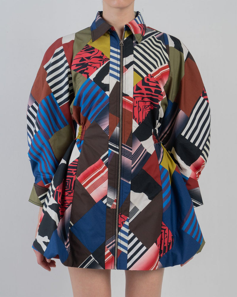 MOSAIC BUBBLE HEM DRESS - Multicolour dress by Leh Studios in multicolour for women Worldwide