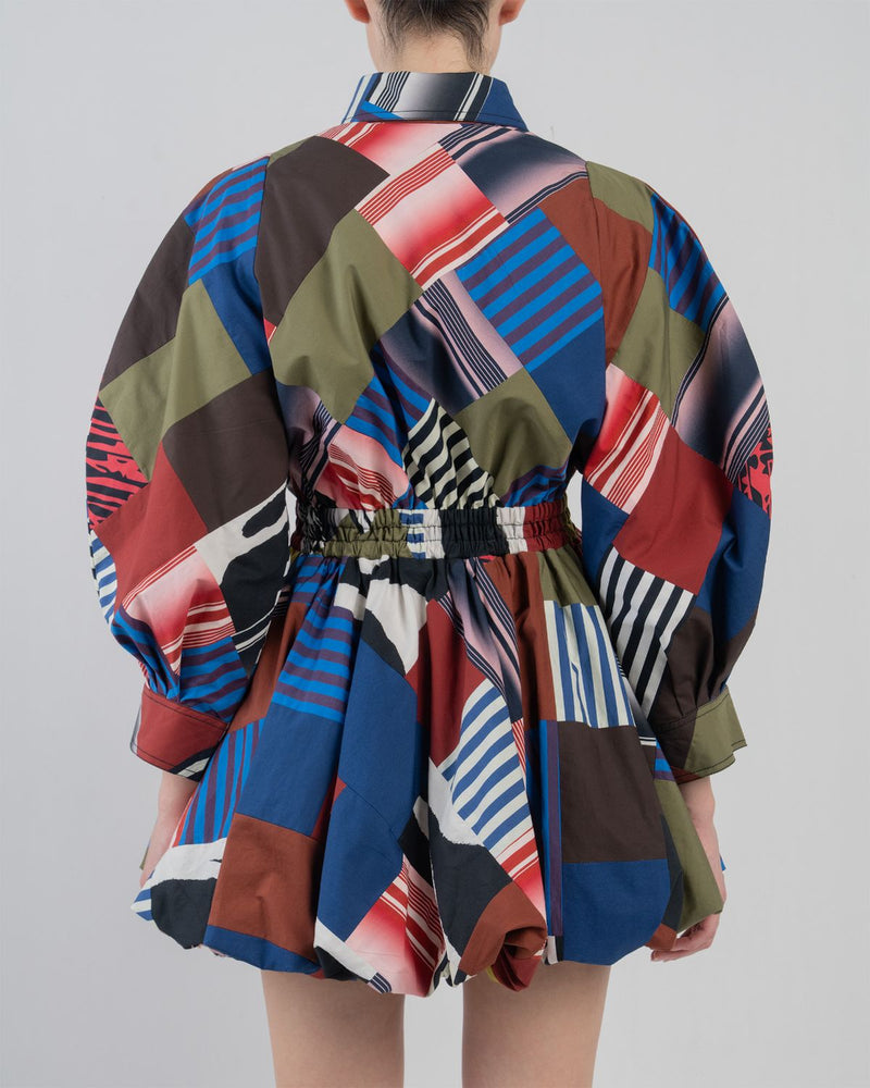 MOSAIC BUBBLE HEM DRESS - Multicolour dress by Leh Studios in multicolour for women Worldwide