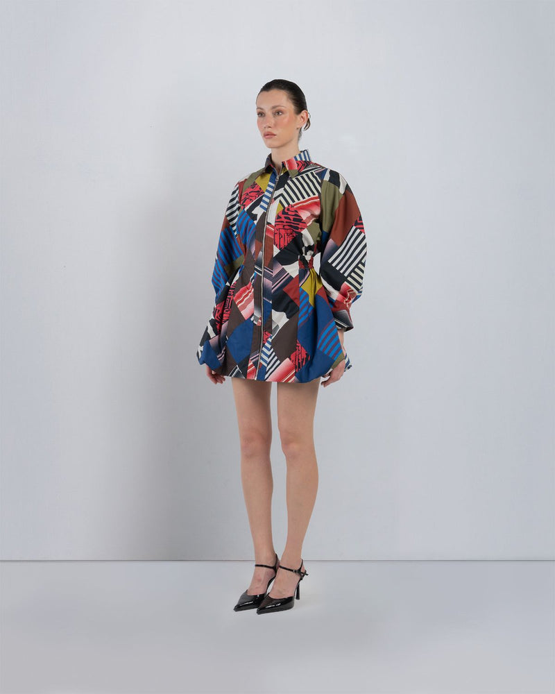 MOSAIC BUBBLE HEM DRESS - Multicolour dress by Leh Studios in multicolour for women Worldwide