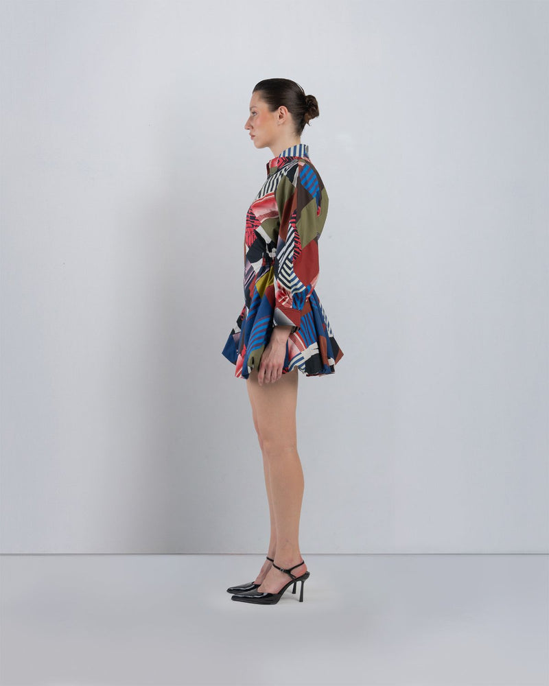 MOSAIC BUBBLE HEM DRESS - Multicolour dress by Leh Studios in multicolour for women Worldwide