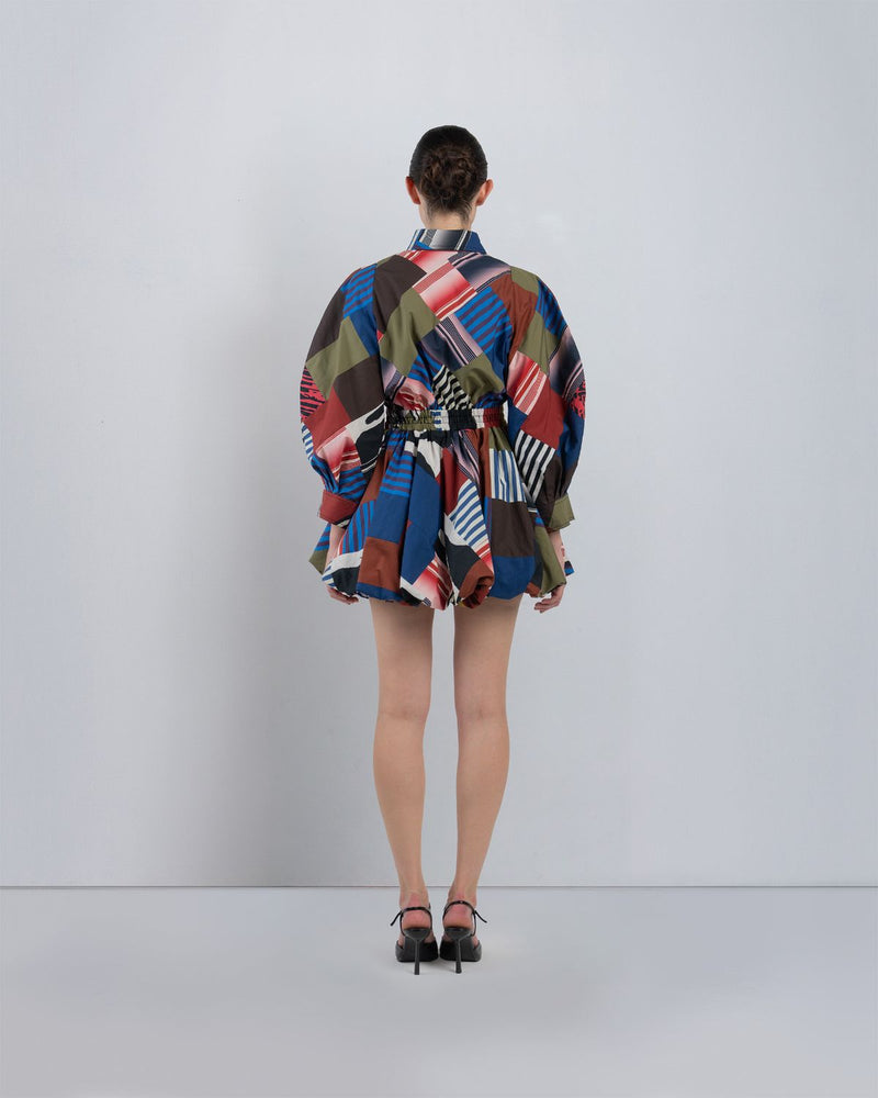 MOSAIC BUBBLE HEM DRESS - Multicolour dress by Leh Studios in multicolour for women Worldwide