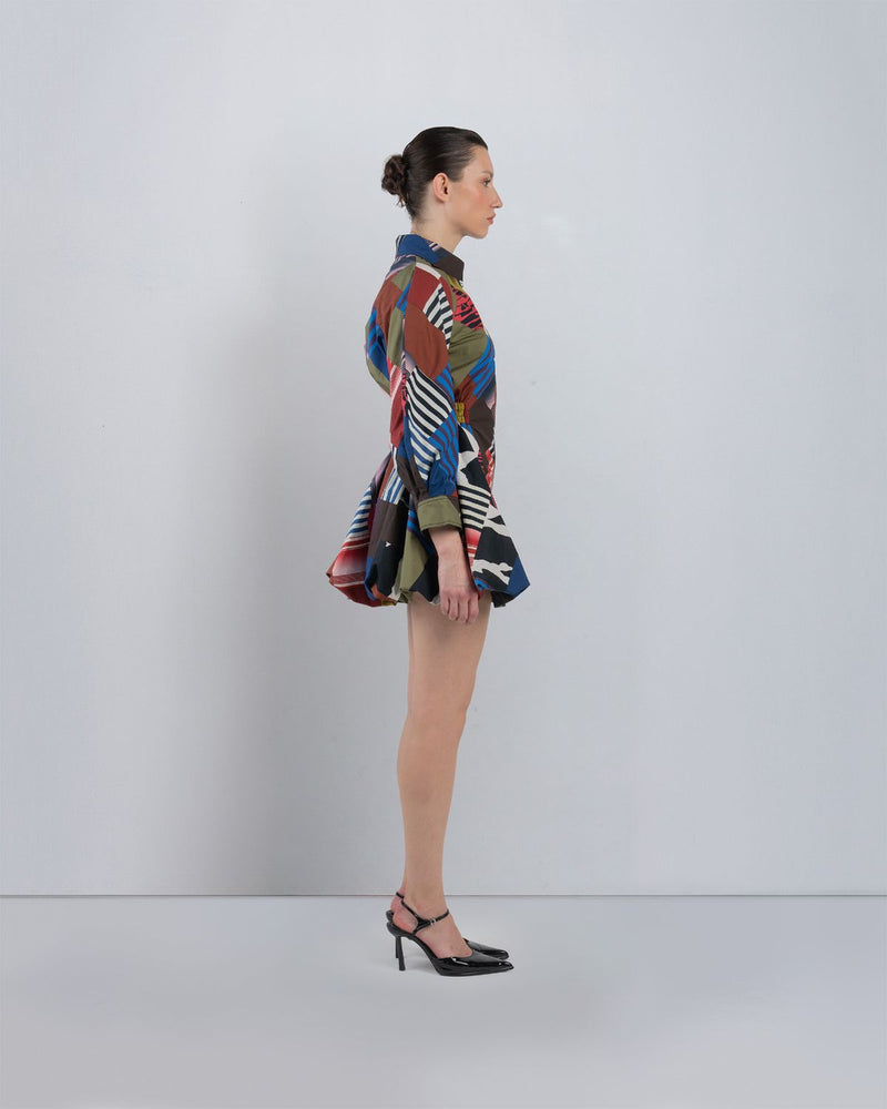 MOSAIC BUBBLE HEM DRESS - Multicolour dress by Leh Studios in multicolour for women Worldwide