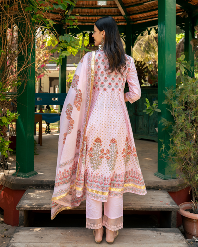 Mughal Pink Boota Anarkali Set