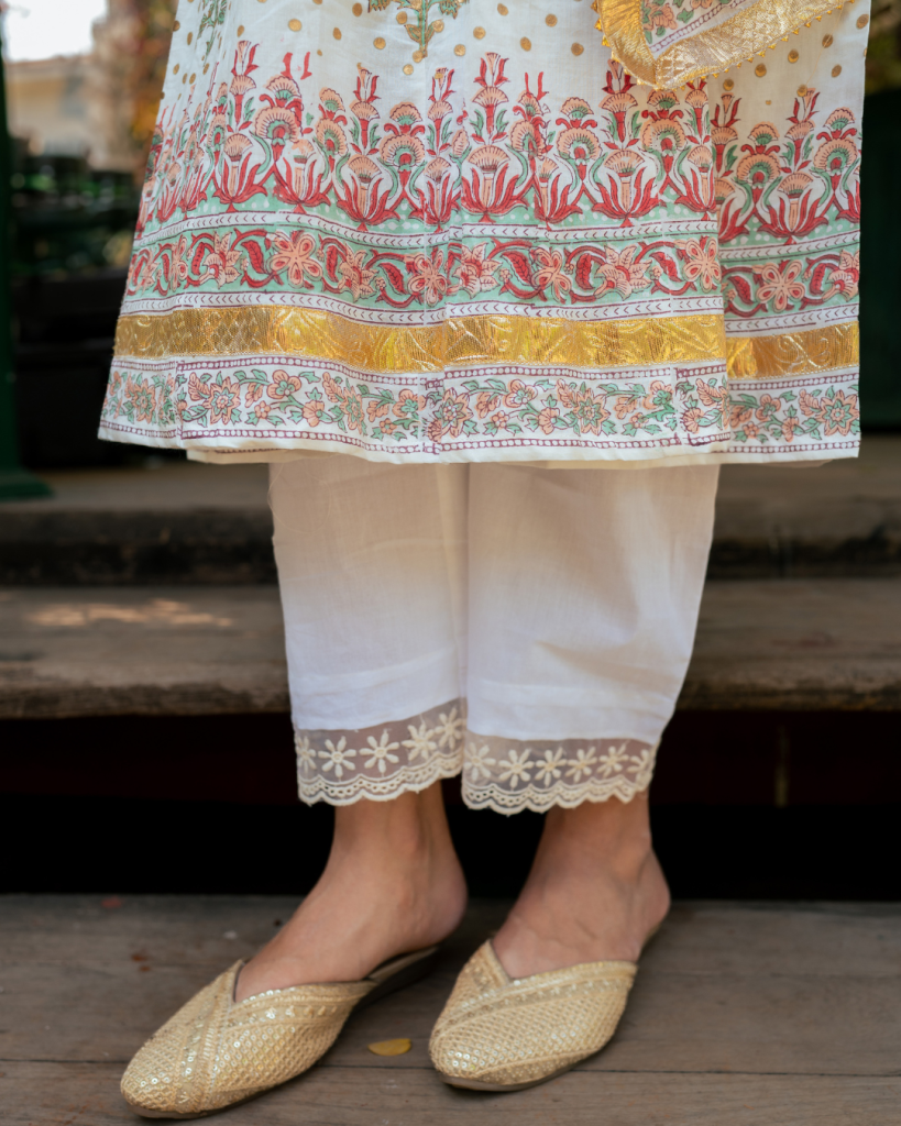 Mughal Peach Boota Anarkali Set