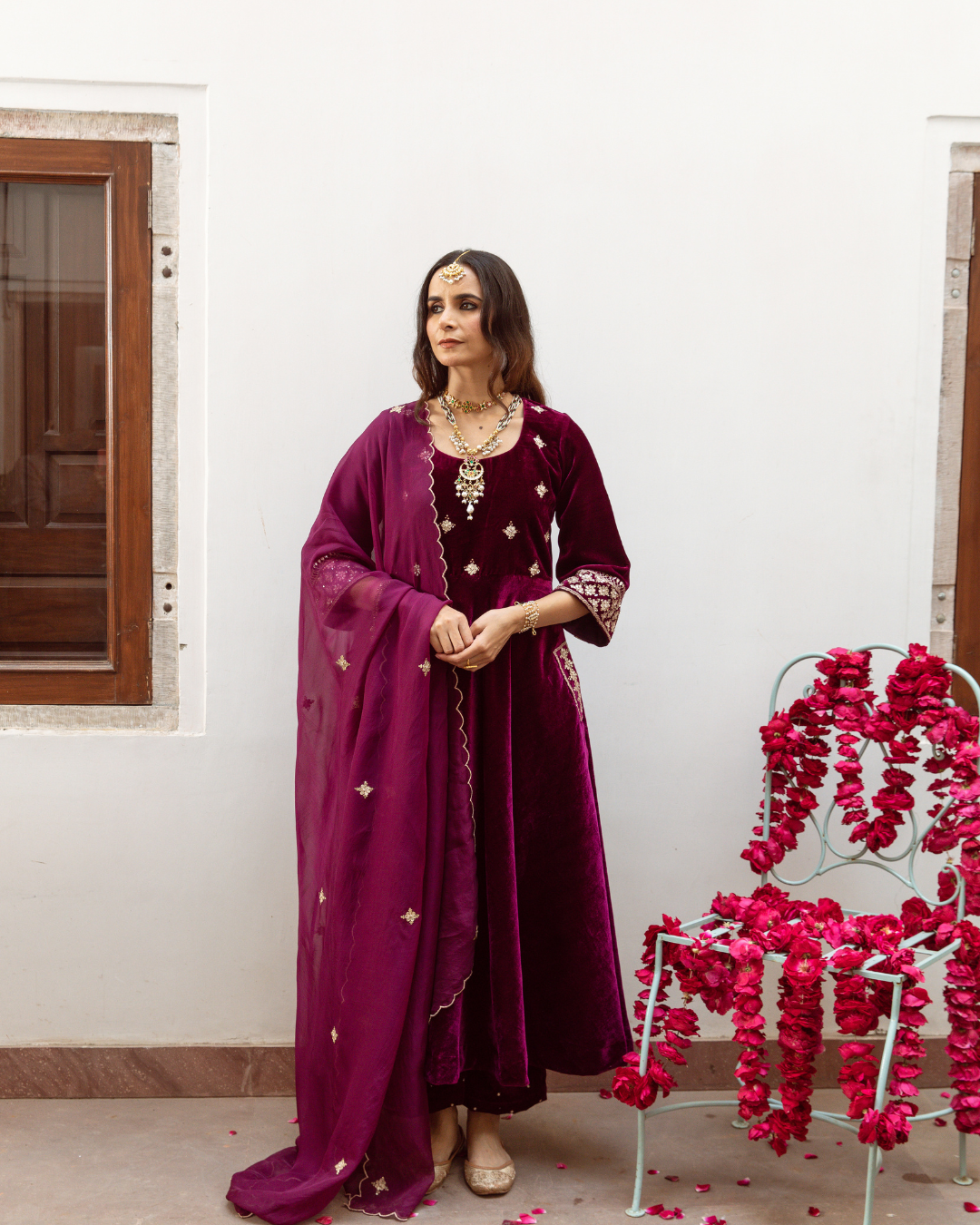 Zeya - Velvet Embroidered Suit Set