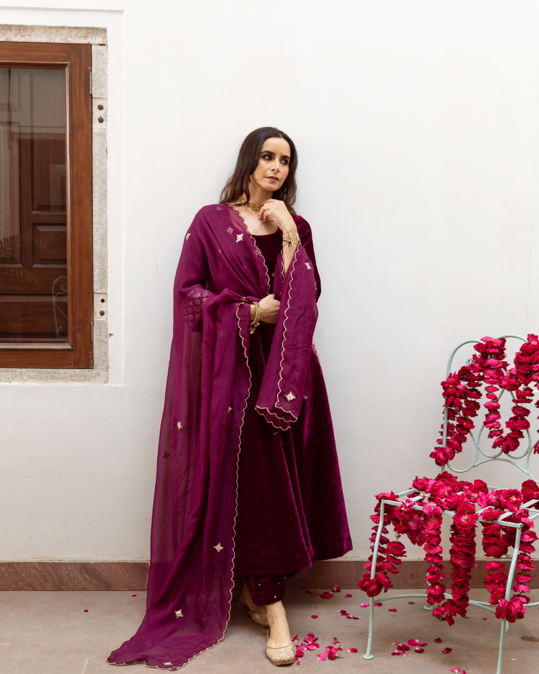 Zeya - Velvet Embroidered Suit Set