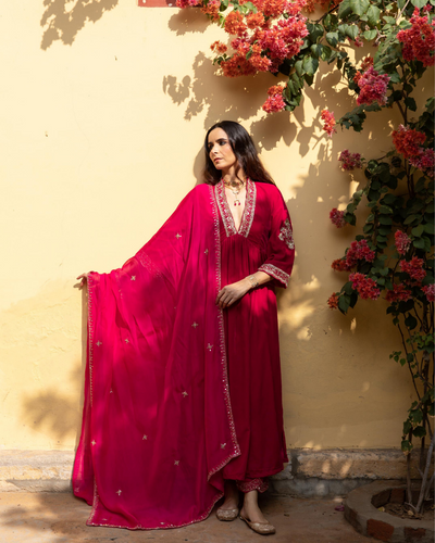 Khizaan Gulabi - Velvet Embroidered Suit Set