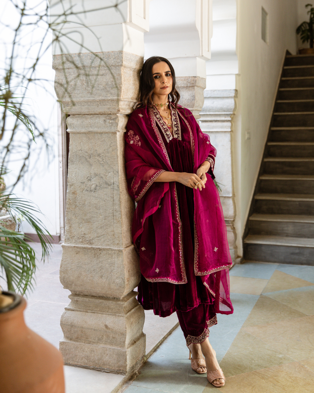 Khizaan - Velvet Embroidered Suit Set