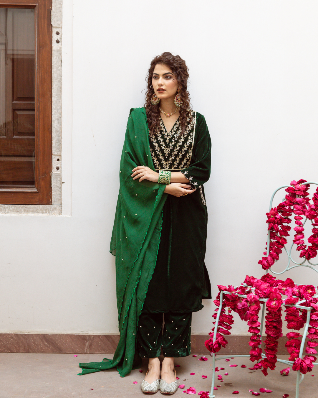 Roya Panna - Velvet Embroidered Suit Set