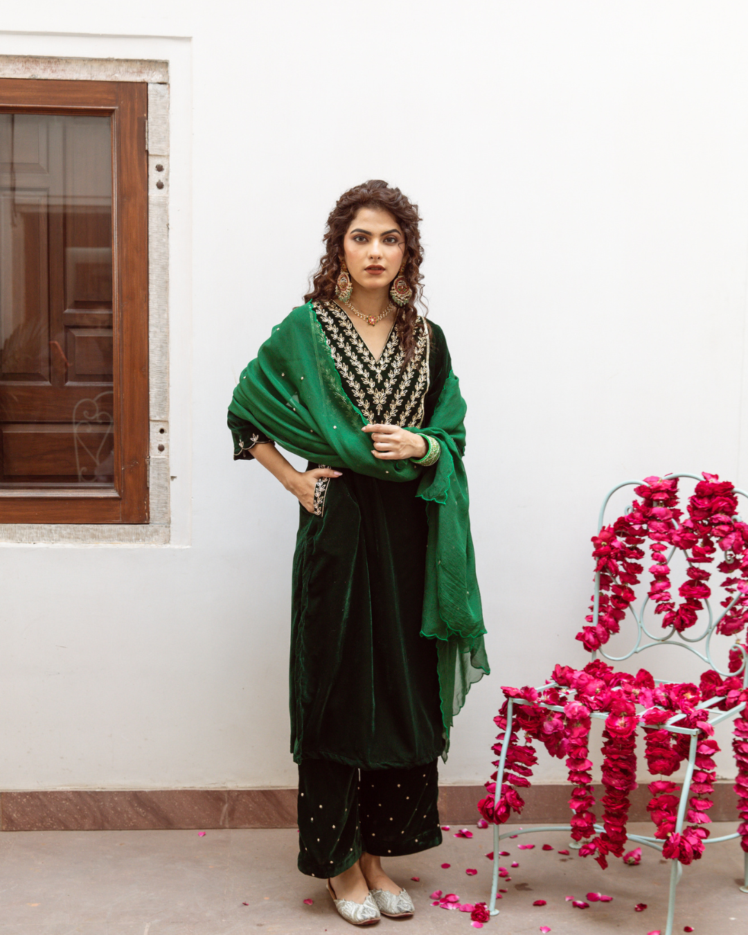 Roya Panna - Velvet Embroidered Suit Set