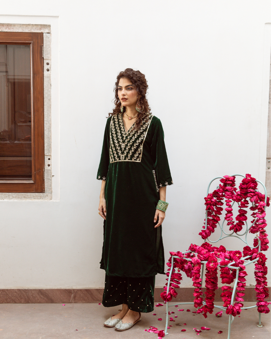 Roya Panna - Velvet Embroidered Suit Set