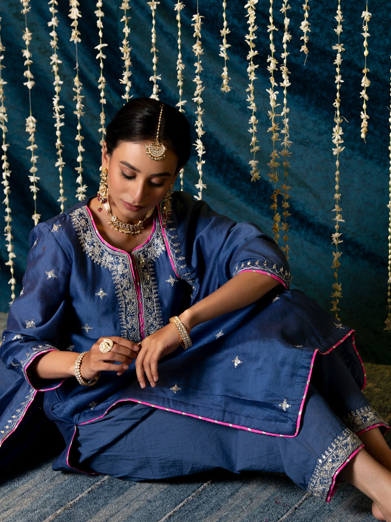 Saanjh Kurta Set silk by Maison Shefali for women Worldwide