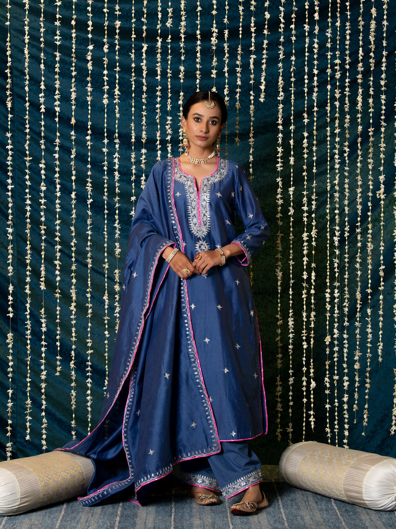 Saanjh Kurta Set silk by Maison Shefali for women Worldwide