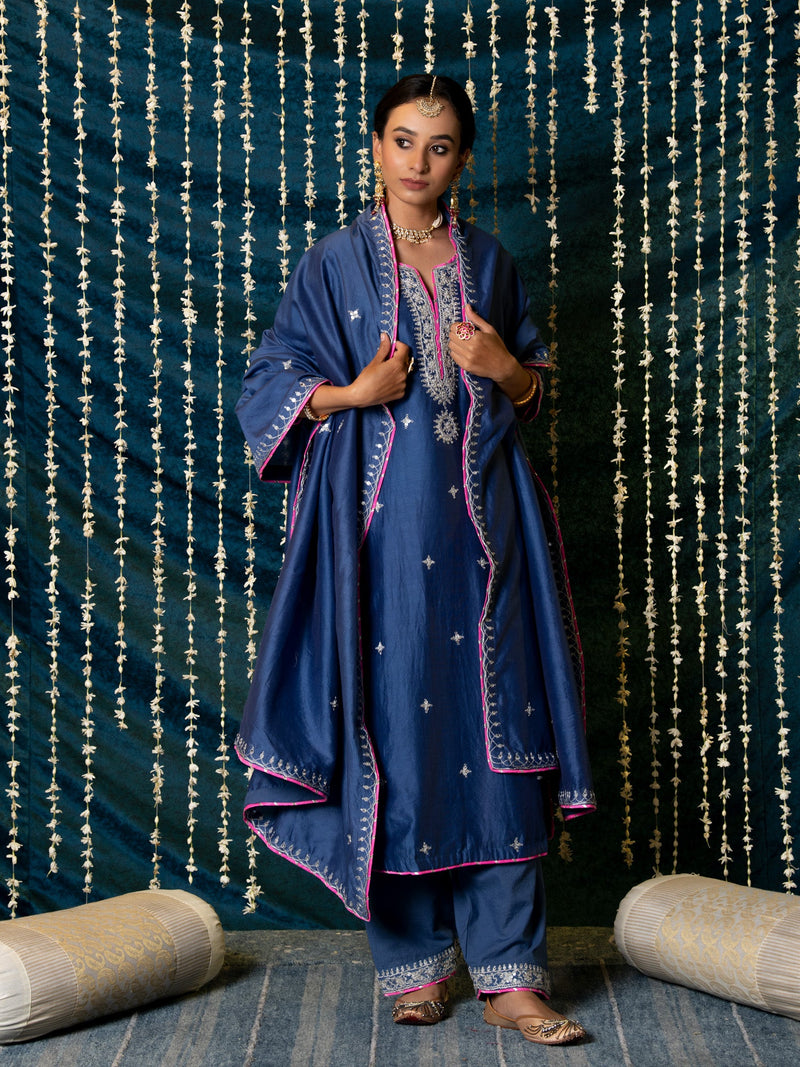 Saanjh Kurta Set silk by Maison Shefali for women Worldwide