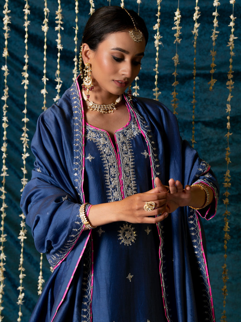 Saanjh Kurta Set silk by Maison Shefali for women Worldwide