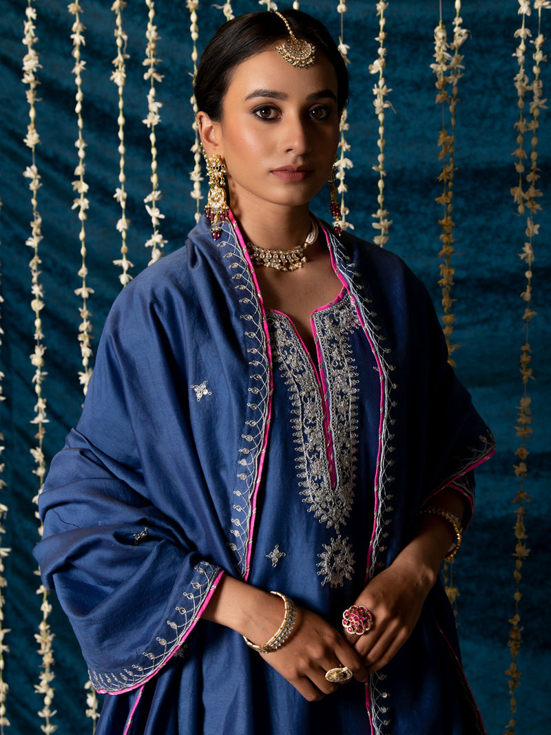 Saanjh Kurta Set silk by Maison Shefali for women Worldwide