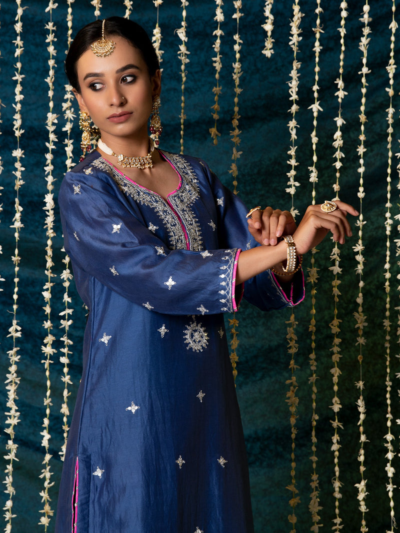 Saanjh Kurta Set silk by Maison Shefali for women Worldwide