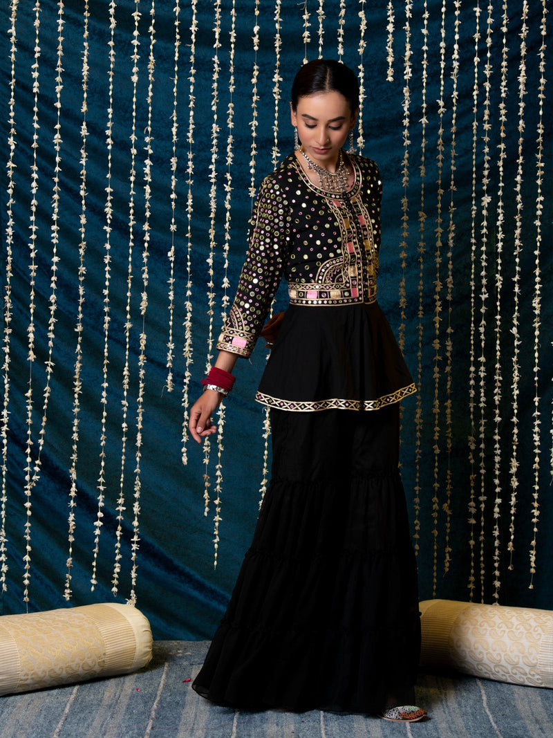 Aks Jacket Gharara Set cotton by Maison Shefali for women Worldwide