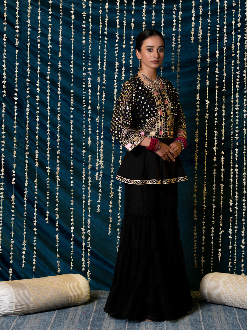Aks Jacket Gharara Set cotton by Maison Shefali for women Worldwide