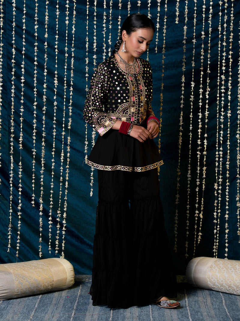 Aks Jacket Gharara Set cotton by Maison Shefali for women Worldwide