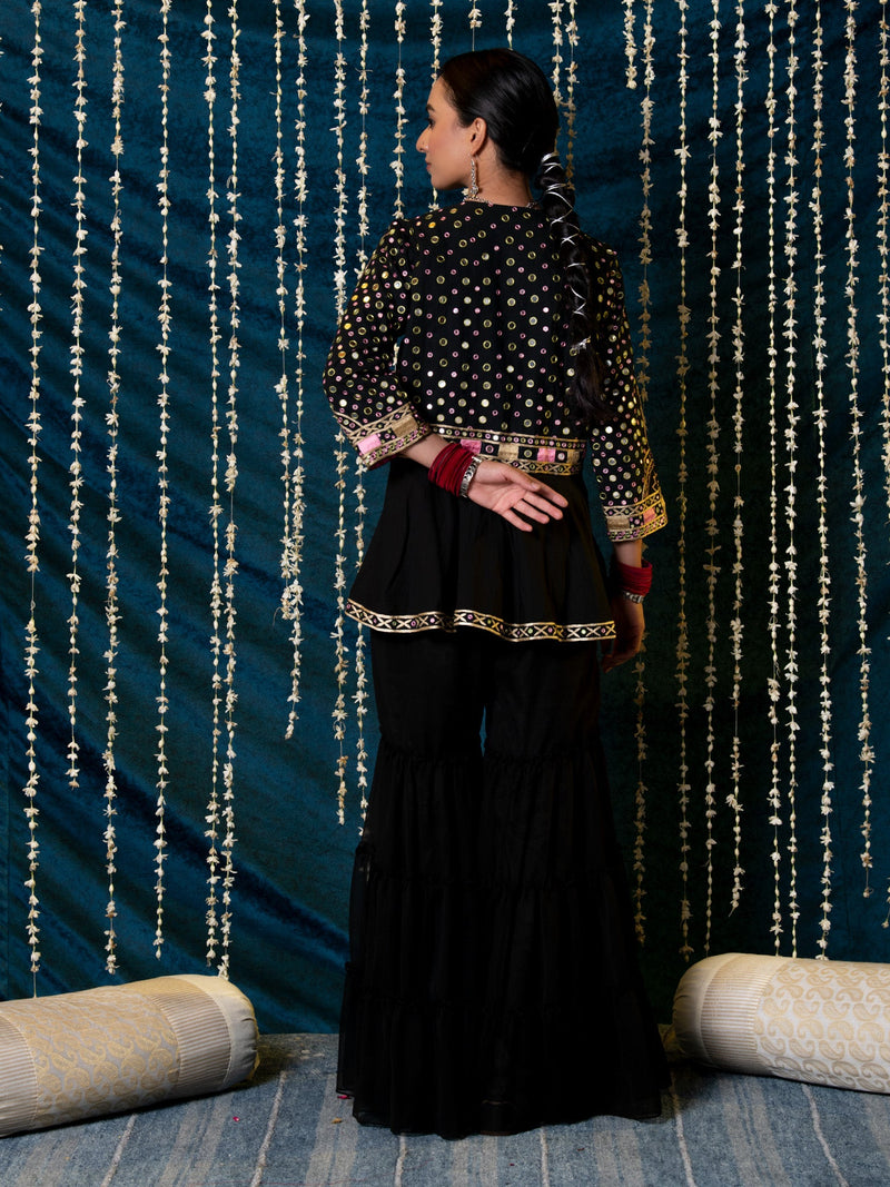 Aks Jacket Gharara Set cotton by Maison Shefali for women Worldwide