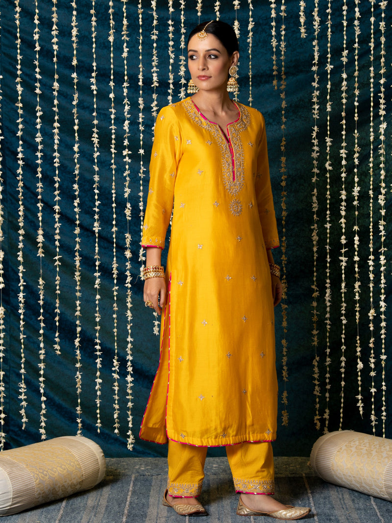 Ambiya Kurta Set silk by Maison Shefali for women Worldwide
