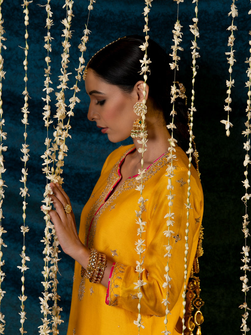 Ambiya Kurta Set silk by Maison Shefali for women Worldwide