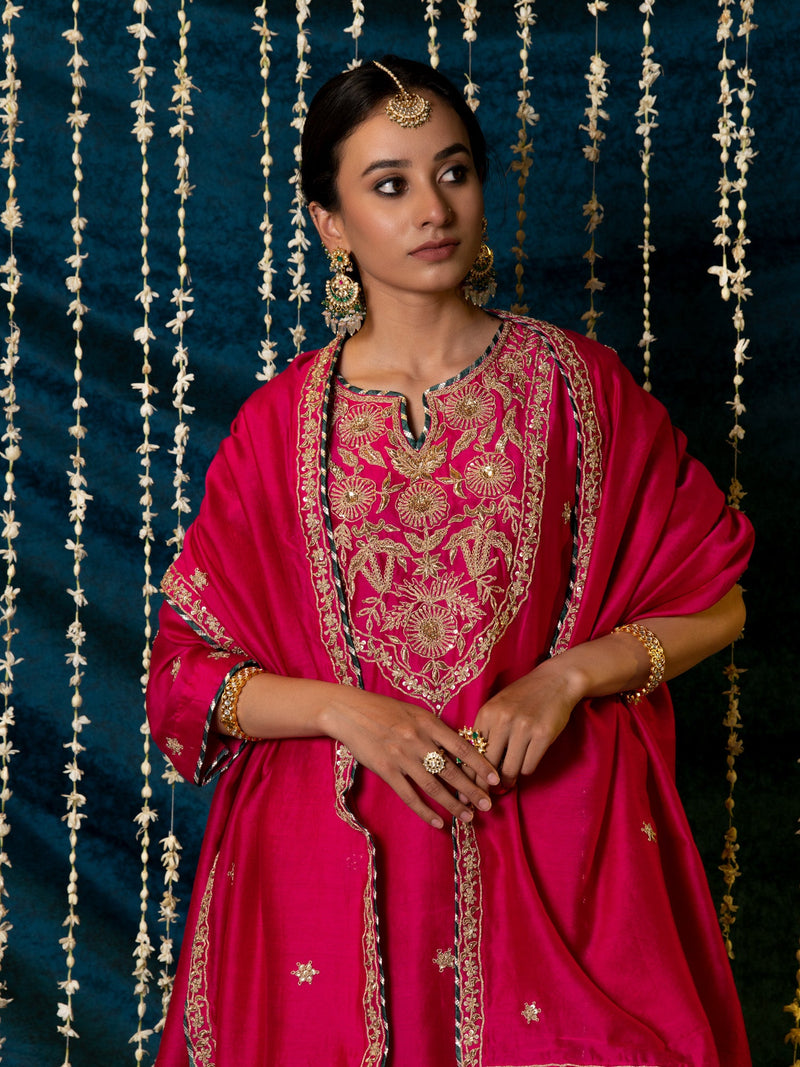 Gulaab Kurta Set silk by Maison Shefali for women Worldwide