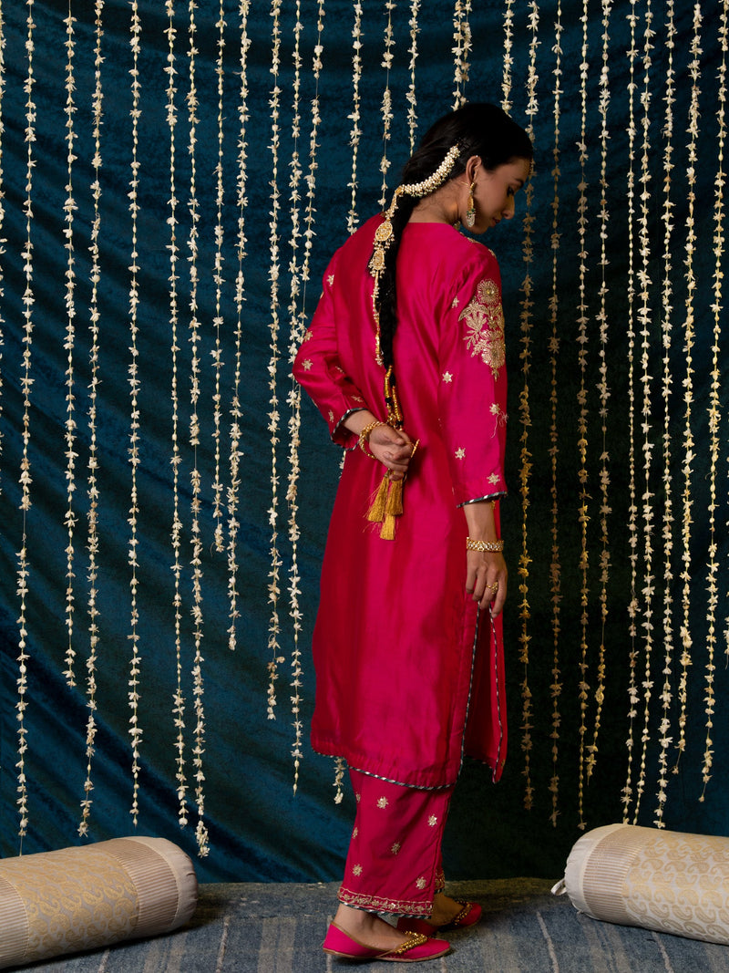 Gulaab Kurta Set silk by Maison Shefali for women Worldwide