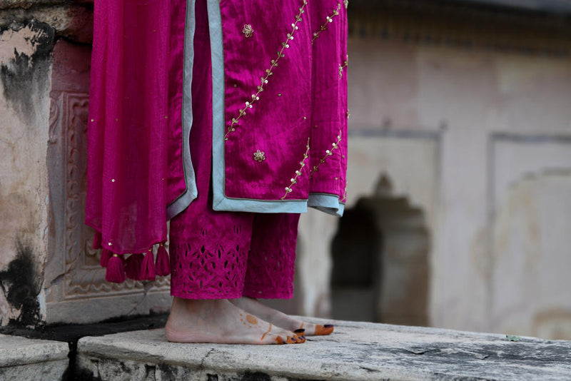 Mukta Mani Kurta Set by Tokree in pink color for women Worldwide