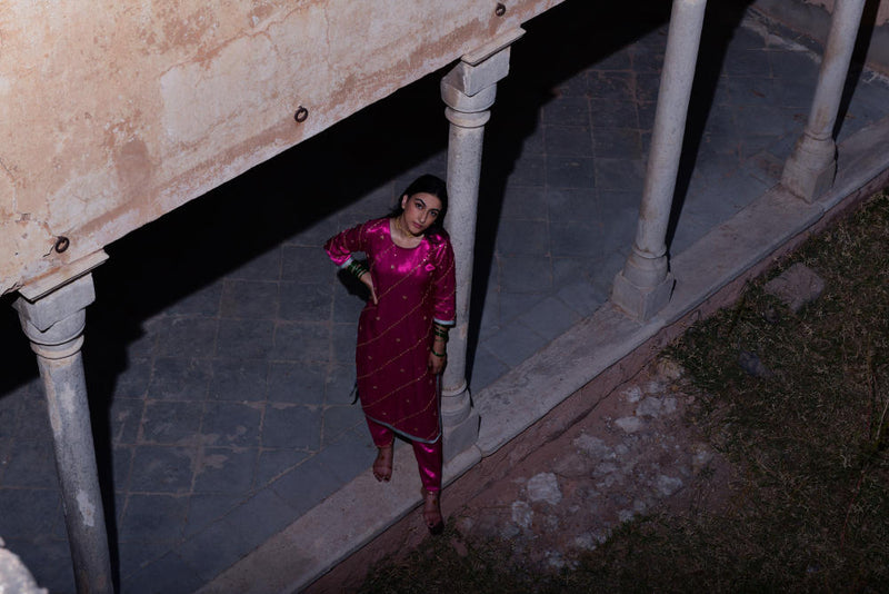 Mukta Mani Kurta Set by Tokree in pink color for women Worldwide